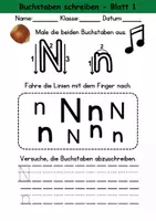 Vorschau - Arbeitsblätter - Buchstabeneinführung 1. Klasse - Buchstabe N/n schreiben - Grundschrift - Deckblatt