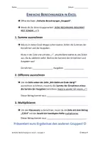 Vorschau - Arbeitsblätter - Microsoft Excel - arbeitsteilige Gruppenarbeit - Seite 1
