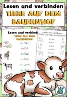 Vorschau - Arbeitsblätter - Lesen (hören) und verbinden "Tiere auf dem Bauernhof" DaZ / DaF / Deutsch - Seite 1