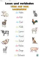 Vorschau - Arbeitsblätter - Lesen (hören) und verbinden "Tiere auf dem Bauernhof" DaZ / DaF / Deutsch - Seite 2