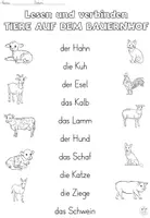 Vorschau - Arbeitsblätter - Lesen (hören) und verbinden "Tiere auf dem Bauernhof" DaZ / DaF / Deutsch - Seite 3