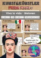 Vorschau - Präsentationen/Tafelbilder - Frida Kahlo Kunstprojekt – Wassermelonen malen in der Grundschule | Kunstunterricht inspiriert von Frida Kahlo | Sommer Kunst Klasse 1–4 - Seite 1