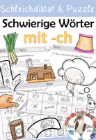 Vorschau - Arbeitsblätter - Wörter mit Ch / ch Arbeitsblätter für Deutsch inklusive Minilesespur, Schleichdiktat und Puzzle - Deckblatt