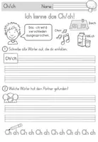 Vorschau - Arbeitsblätter - Wörter mit Ch / ch Arbeitsblätter für Deutsch inklusive Minilesespur, Schleichdiktat und Puzzle - Seite 1