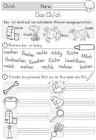 Vorschau - Arbeitsblätter - Wörter mit Ch / ch Arbeitsblätter für Deutsch inklusive Minilesespur, Schleichdiktat und Puzzle - Seite 2