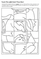 Vorschau - Mal- und Bastelvorlagen - Franz Marc: "Die weiße Katze" - Kunstwerk puzzeln - Seite 1