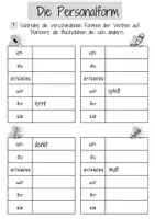 Vorschau - Arbeitsblätter - Deutsch Verben Personalform 2 Klasse DaZ Grundschule DaZ Grundschule Arbeitsblatt - Seite 1