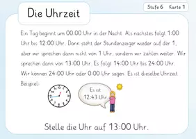 Vorschau - Aufgabenkarten - Uhrzeit: 1-24 Uhr - Lernkartei - Seite 2