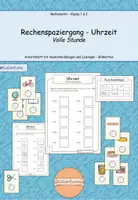 Vorschau - Aufgabenkarten - Uhrzeit: Volle Stunde - Rechenspaziergang - Deckblatt
