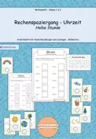 Vorschau - Aufgabenkarten - Uhrzeit: Halbe Stunde - Rechenspaziergang - Deckblatt