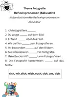 Vorschau - Arbeitsblätter - Reflexivpronomen - Vier Arbeitsblätter - Schülerorientierte Themen - Fotografie, Formel 1, Harry Poter und Reiten ***Inklusive Lösungsvorschlag*** - Seite 1
