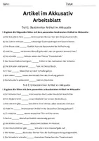 Vorschau - Arbeitsblätter - Bestimmter Unbestimmter Artikel Klasse 2 Deutsch Arbeitsblatt - Seite 1