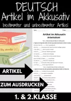 Vorschau - Arbeitsblätter - Bestimmter Unbestimmter Artikel Klasse 2 Deutsch Arbeitsblatt - Deckblatt