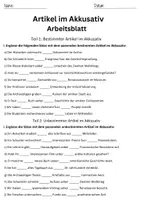 Vorschau - Arbeitsblätter - Bestimmter Unbestimmter Artikel Klasse 2 Deutsch Arbeitsblatt - Seite 1