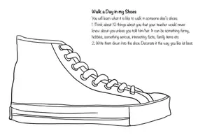 Vorschau - Mal- und Bastelvorlagen - Walk a day in my shoes, all about me, facts about me - Deckblatt