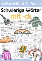 Vorschau - Arbeitsblätter - Wörter mit -ck /k Arbeitsblätter inklusive Minilesespur, Schleichdiktat und Puzzle - Deckblatt