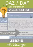 Vorschau - Arbeitsblätter - Lesen lernen Klasse 1 DaF Grundschule Wendekarten Leseverstehen Klasse 2 - Deckblatt