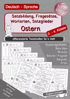 Vorschau - Arbeitsblätter - OSTERN - Schüttelsätze / Satzkarten für Satz des Tages, Satzbildung, Satzglieder, Wortarten, Fragesätze, Schleichdiktat - Deckblatt