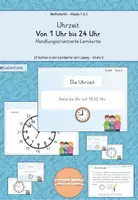 Vorschau - Aufgabenkarten - Uhrzeit: 1-24 Uhr - Lernkartei - Deckblatt