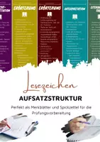 Vorschau - Merkblätter - Lesezeichen zur Strukturierung der Prüfungsaufsätze - Deckblatt