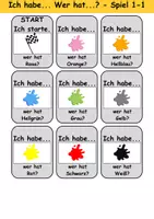 Vorschau - Arbeitsblätter - Ich habe, wer hat? (Farben) 1. Klasse Deutsch, DaZ/DaF - Wortschatz Förderung, Hörverstehen, Leseverstehen - Gruppenspiel - Seite 1