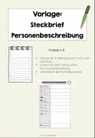 Vorschau - Arbeitsblätter - Steckbriefvorlage Personenbeschreibung - Deckblatt