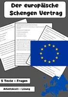 Vorschau - Arbeitsblätter - Der Schengen Vertrag - 5 Texte und Aufgaben + Lösung - Deckblatt
