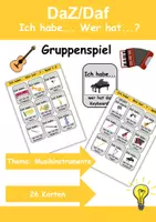 Vorschau - Arbeitsblätter - Ich habe, wer hat? (Musikinstrumente) 1. Klasse Deutsch, DaZ/DaF - Wortschatz Förderung, Hörverstehen, Leseverstehen - Gruppenspiel - Deckblatt