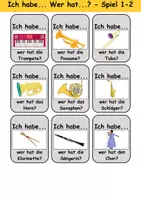 Vorschau - Arbeitsblätter - Ich habe, wer hat? (Musikinstrumente) 1. Klasse Deutsch, DaZ/DaF - Wortschatz Förderung, Hörverstehen, Leseverstehen - Gruppenspiel - Seite 2
