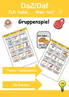 Vorschau - Arbeitsblätter - Ich habe, wer hat? (Lebensmittel) 1. Klasse Deutsch, DaZ/DaF - Wortschatz Förderung, Hörverstehen, Leseverstehen - Gruppenspiel - Deckblatt