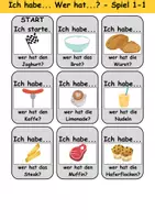 Vorschau - Arbeitsblätter - Ich habe, wer hat? (Lebensmittel) 1. Klasse Deutsch, DaZ/DaF - Wortschatz Förderung, Hörverstehen, Leseverstehen - Gruppenspiel - Seite 1