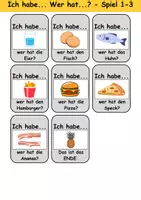 Vorschau - Arbeitsblätter - Ich habe, wer hat? (Lebensmittel) 1. Klasse Deutsch, DaZ/DaF - Wortschatz Förderung, Hörverstehen, Leseverstehen - Gruppenspiel - Seite 3