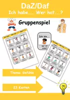Vorschau - Arbeitsblätter - Ich habe, wer hat? (Gefühle) 1. Klasse Deutsch, DaZ/DaF - Wortschatz Förderung, Hörverstehen, Leseverstehen - Gruppenspiel - Deckblatt
