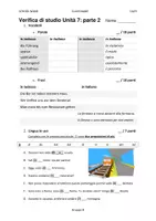 Vorschau - Arbeitsblätter - Verifica di Studio - Di nuovo INSIEME A1-A2 - Unità 7 parte 2 - Seite 1