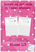 Vorschau - Arbeitsblätter - Satzanfang und Satzende in Texten erkennen - Teil 2 - Deckblatt