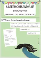 Vorschau - Stundenentwürfe - Unterrichtsentwurf (UPP) - Thema Brücken konstuieren/bauen - Deckblatt