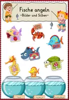 Vorschau - Spiele - Lesespiel für Nichtleser _Fische angeln Bilder und Silben - Deckblatt