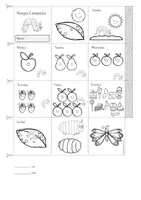 Vista previa - Manualidades / Dibujos para colorear - Inglés - mini libro - oruga muy hambrienta ("very hungry caterpillar" by Eric Carle) - accordion book - página 2