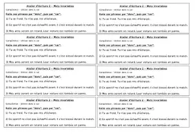 Aperçu - Cartes d'exercices - Production écrite - Ateliers d'écriture mots invariables Cycle 2 (CP-CE1-CE2) - Page 1
