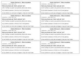 Aperçu - Cartes d'exercices - Production écrite - Ateliers d'écriture mots invariables Cycle 2 (CP-CE1-CE2) - Page 3