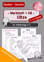 Vorschau - Arbeitsblätter - Satz - Sätze - Merkblätter und kleines AB - Deckblatt