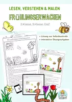 Vorschau - Mal- und Bastelvorlagen - Lesetext Lesen, verstehen und malen Frühling. Klasse 2, 3 Frühlingserwachen. Leseverständnis - Deckblatt