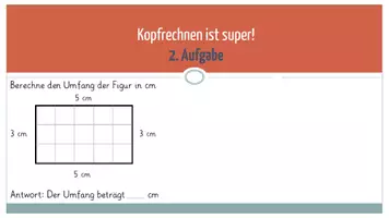 Vorschau - Arbeitsblätter - Kopfrechenpowerpoint zum Thema Fläche und Umfang mit Lösungen - Seite 2