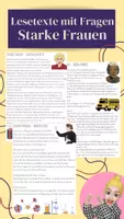 Vorschau - Arbeitsblätter - Lesetexte mit Fragen - Starke Frauen - Weltfrauentag - Deckblatt