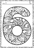 Vorschau - Mal- und Bastelvorlagen - Zahlen Mandala SECHS 6️⃣🧘♂️ - Deckblatt