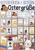 Vorschau - Mal- und Bastelvorlagen - Grußkärtchen Ostern / Ostergrüße / Osterferien - Geschenk - Deckblatt