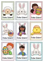 Vorschau - Mal- und Bastelvorlagen - Grußkärtchen Ostern / Ostergrüße / Osterferien - Geschenk - Seite 1