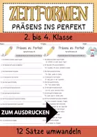Vorschau - Arbeitsblätter - Präsens Perfekt DaZ Grundschule Zeitformen Klasse 3 Ostern DaZ Arbeitsblatt mit Loesungen - Deckblatt