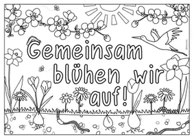 Vorschau - Mal- und Bastelvorlagen - Ausmalbilder „Wir blühen gemeinsam …“ - Growth Mindset/ Wachstumsgedanke - Seite 1