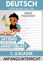 Vorschau - Arbeitsblätter - DaZ DaF Einfache Sätze bilden Deutsch Weltfrauentag Satzbau DaZ Arbeitsblatt mit Loesungen - Deckblatt